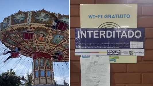 Parque foi interditado após mulher ser arremessada de brinquedo