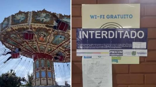 Parque foi interditado após mulher ser arremessada de brinquedo