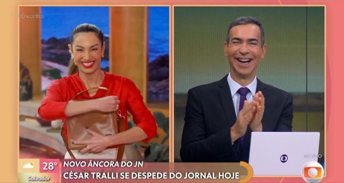 César Tralli ganha presente de Patrícia Poeta