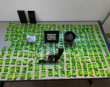 Drogas, celulares e arma apreendidos em Tupaciguara (MG)