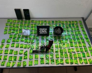 Drogas, celulares e arma apreendidos em Tupaciguara (MG)