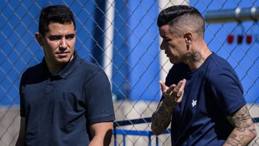 Pedro Martins e D'Alessandro em treinamento na Toca da Raposa II