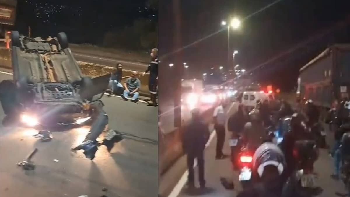 Vídeo: Anel de BH é interditado após acidente com carreta e vários carros na descida do Betânia