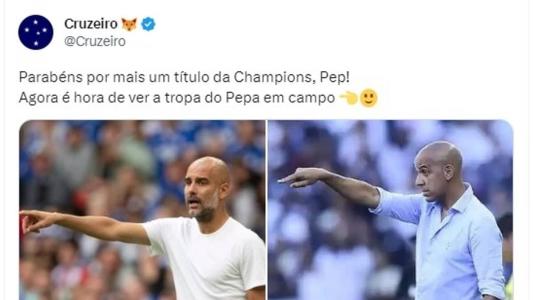 Pep ganhou o título da Champions League antes de jogo do Cruzeiro, neste sábado