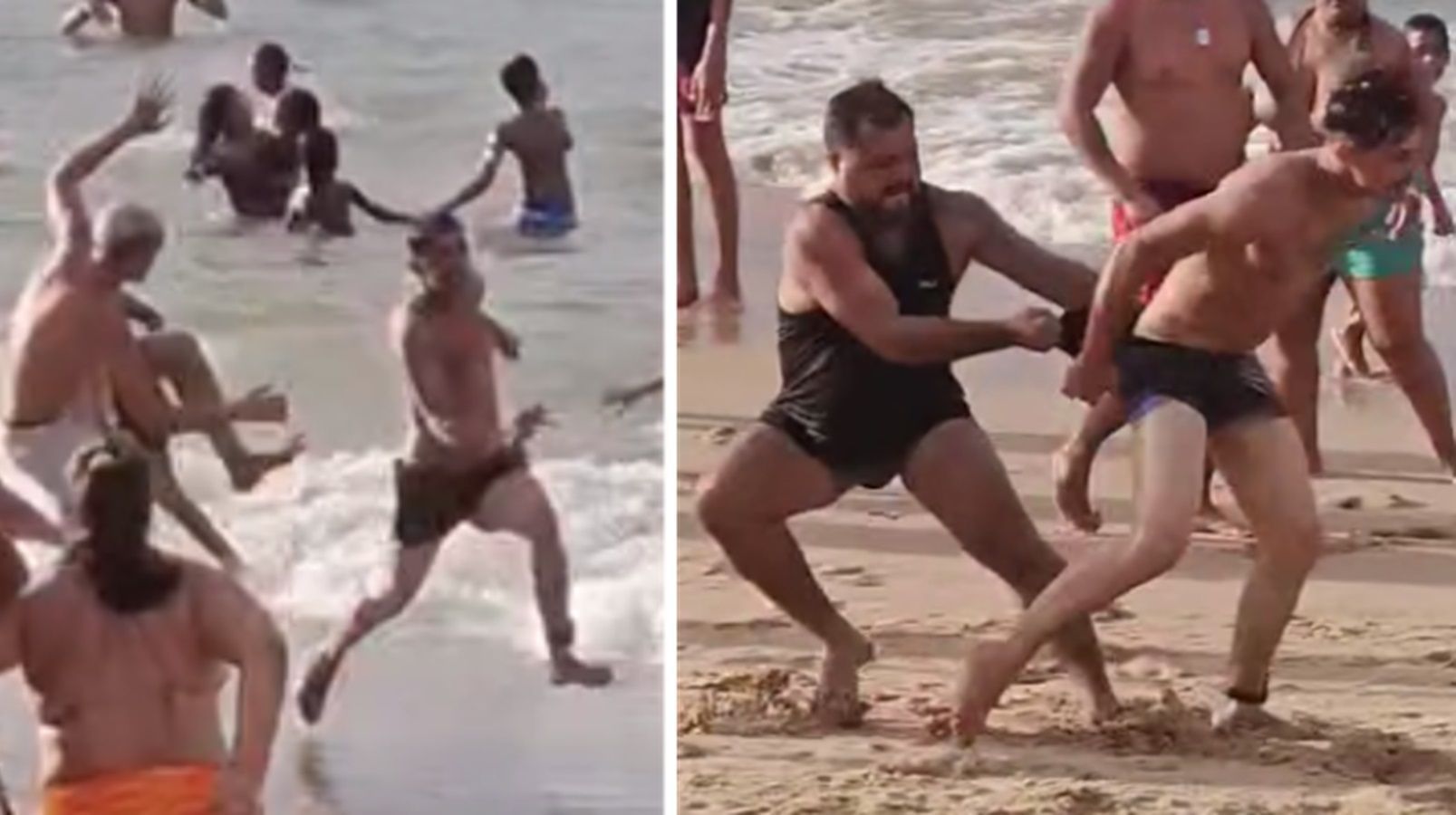 Vídeo: policiais e banhistas se unem para perseguir homem que agrediu mulher em praia