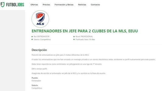 Plataforma Futboljobs publicou vagas para treinadores