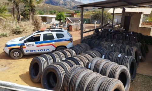 pm recupera 162 pneus furtados leopoldina mg - divulgação PMMG