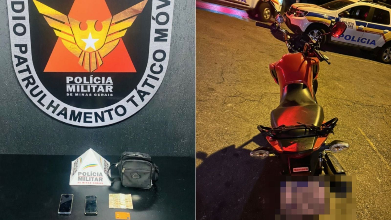 Suspeitos de assaltar mulher são presos em flagrante na região Leste de BH; moto falhou durante a fuga
