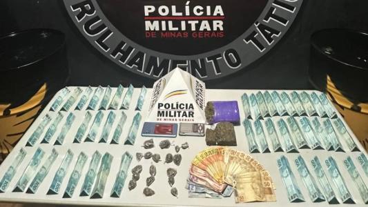 Polícia apreendeu dinheiro e drogas com o suspeito