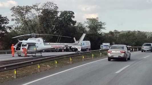 Por conta do grave acidente, o trecho apresenta mais de cinco quilômetros de congestionamento