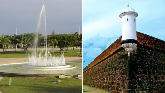 Praça dos Girassóis, em Palmas, e Fortaleza de São José, no Macapá; pontos turísticos das capitais