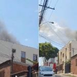 Bombeiros combatem incêndio em prédio no Sagrada Família, em BH