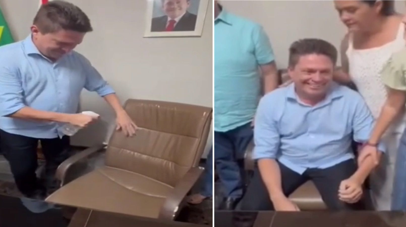 Vídeo: prefeito 'desinfeta' cadeira de gabinete ao reassumir cargo após liminar do TSE