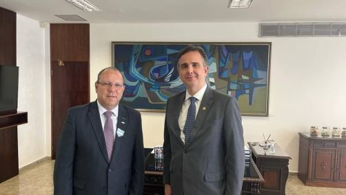 Presidente da CDL-BH, Marcelo Souza Silva e presidente do Congresso Nacional, Rodrigo Pacheco (PSD-MG)