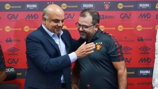 Presidente do Sport, Yuri Romão, ao lado do técnico Enderson Moreira