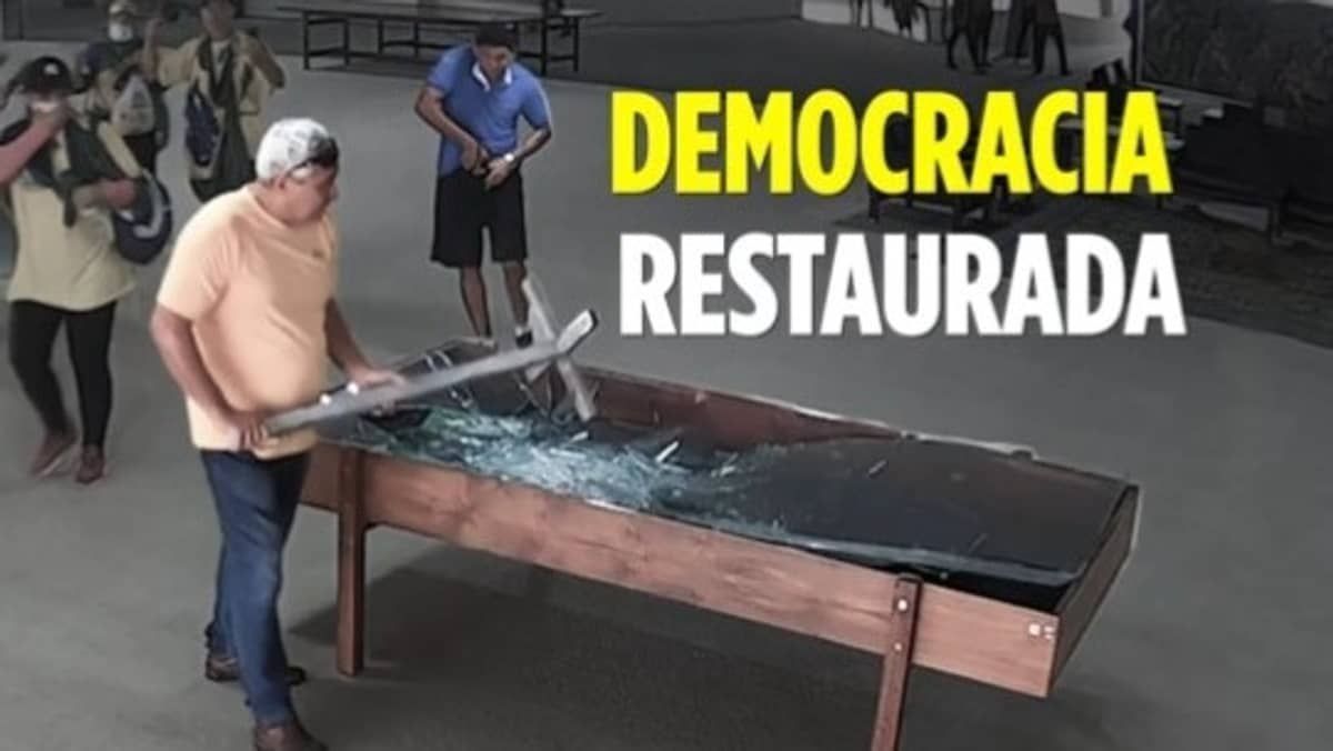 Lula compartilha vídeo com título 'Democracia Restaurada' lembrando ataques aos Três Poderes