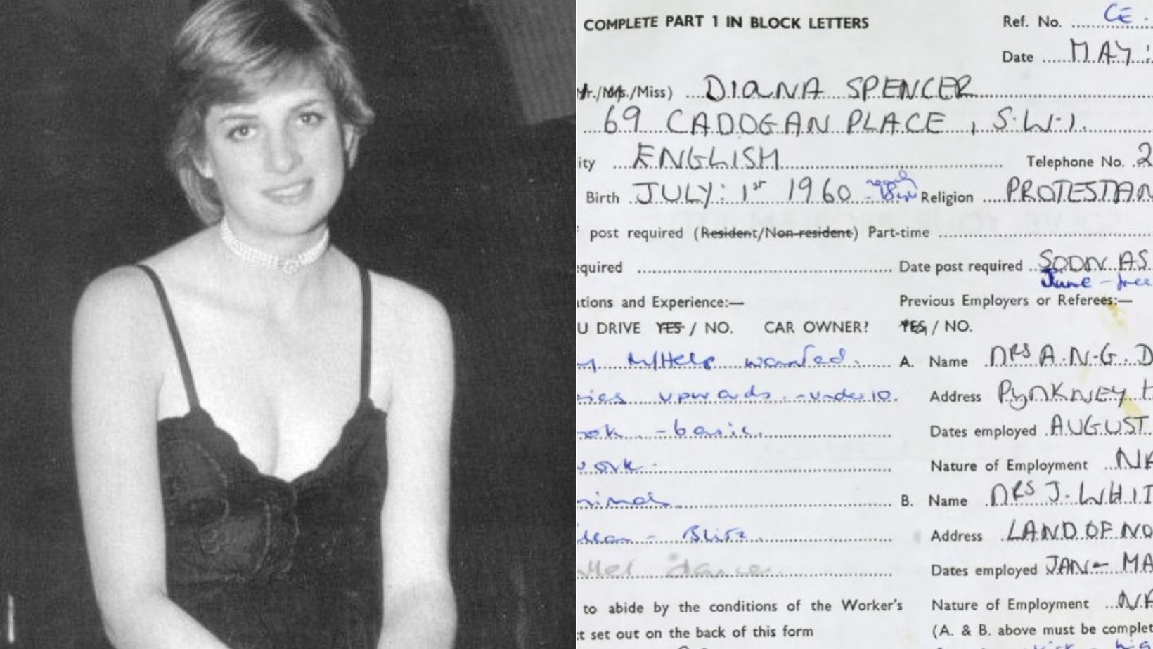 Primeiro contrato de trabalho de Princesa Diana será leiloado: 'de cozinheira a dançarina de balé'
