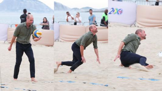 Príncipe William jogou vôlei de areia na Praia de Copacabana