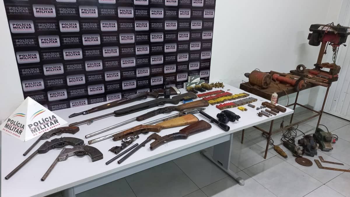 Polícia recupera javalis e prende homem em fábrica clandestina de armas artesanais em Minas 