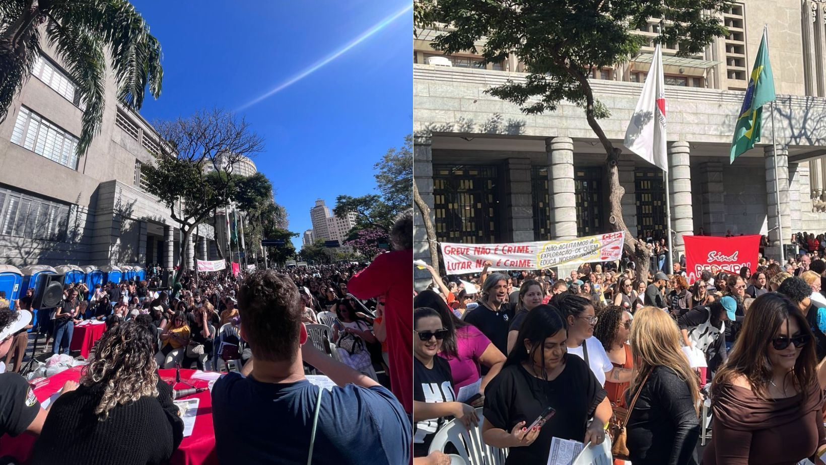 Professores da rede municipal fazem assembleia na porta da PBH para decidir rumos da greve