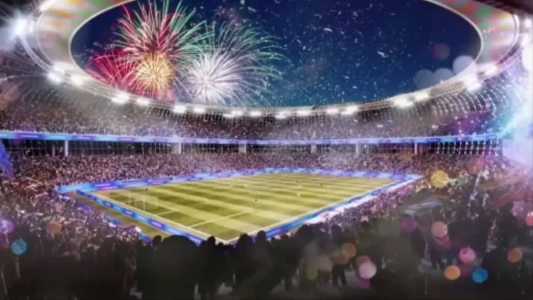 Projeção de estádio da Conmebol que deve ser construído no Paraguai para jogo da Copa