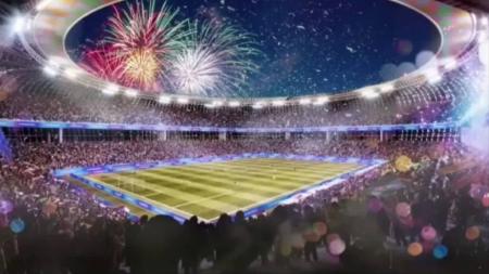 Projeção de estádio da Conmebol que deve ser construído no Paraguai para jogo da Copa