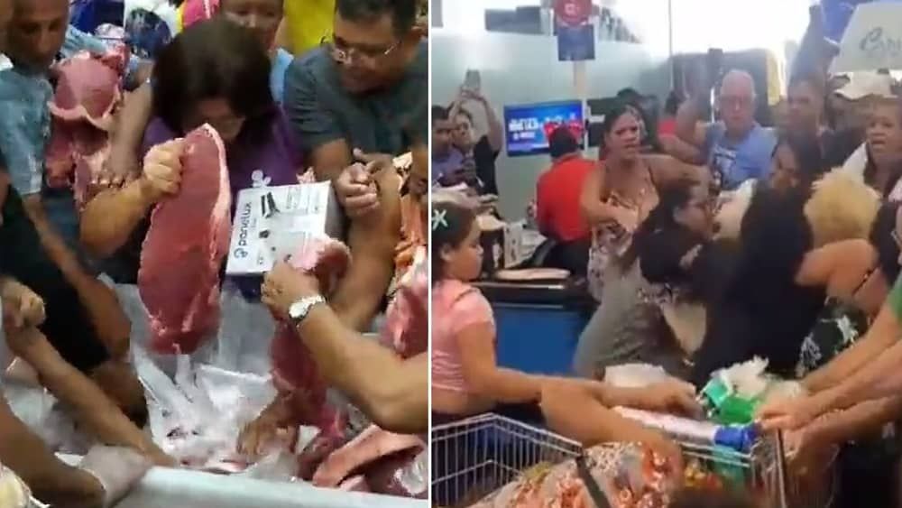 Vídeo: inauguração de supermercado tem confusão, briga por carne e show de João Gomes