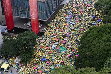 Foto mostra ato pró-Bolsonaro na Avenida Paulista