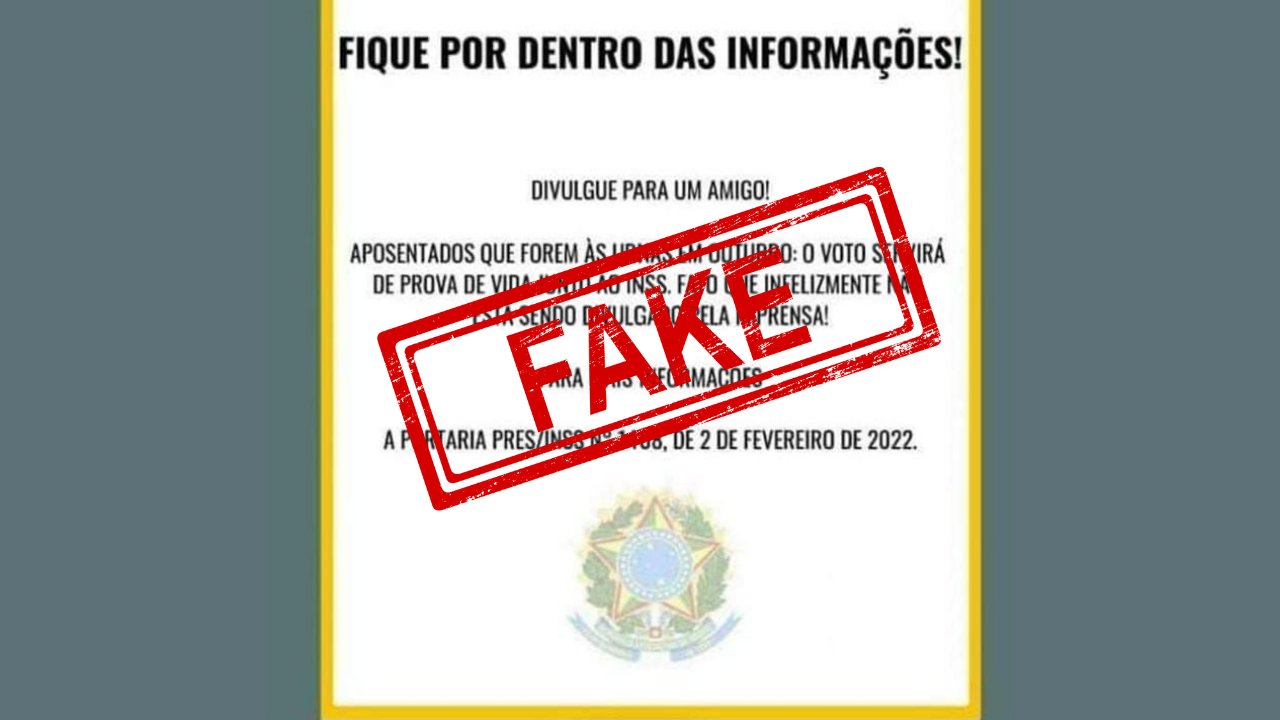 Voto vai servir como prova de vida? Veja o que dizem o INSS e o TRE