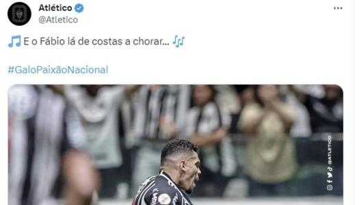 Publicação do Atlético nas redes sociais em provocação a Fábio, goleiro do Fluminense e ídolo do Cruzeiro