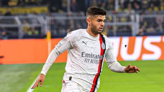 Pulisic durante partida do Milan pela Liga dos Campeões