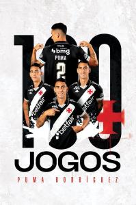 O Vasco homenageou Pumita nas redes sociais pelos 100 jogos
