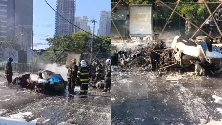 Passageiros de ônibus e motociclista foram feridos por queda de avião em SP | CNN Brasil