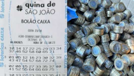 Morador de BH junta moeda e compra bolão com quase 3 mil moedas