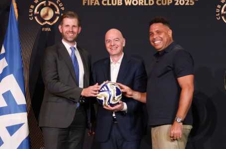 Eric Trump, Gianni Infantino e Ronaldo em abertura de escritório da Fifa na Trump Tower