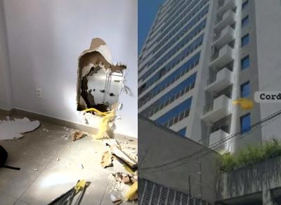 Polícia procura homens que invadiram prédio, furtaram joalheria e fugiram do 11º andar de rapel