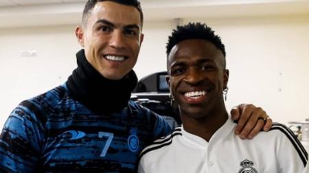 Real Madrid publicou foto de CR7 com o brasileiro Vini Jr.