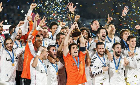 Real Madrid em comemoração do título de campeão do mundo em 2014
