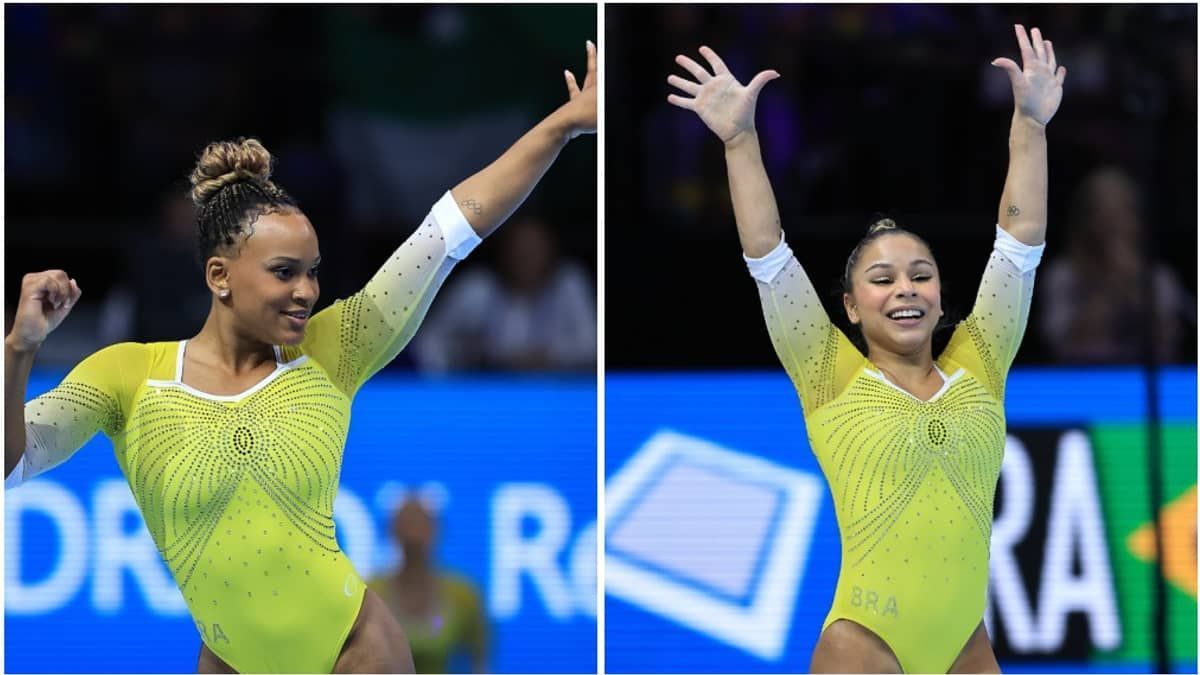 Dobradinha do Brasil:  Rebeca Andrade e Flávia Saraiva são prata e bronze no solo