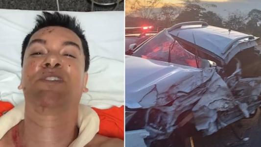 Regis Danese teve o carro destruído após acidente