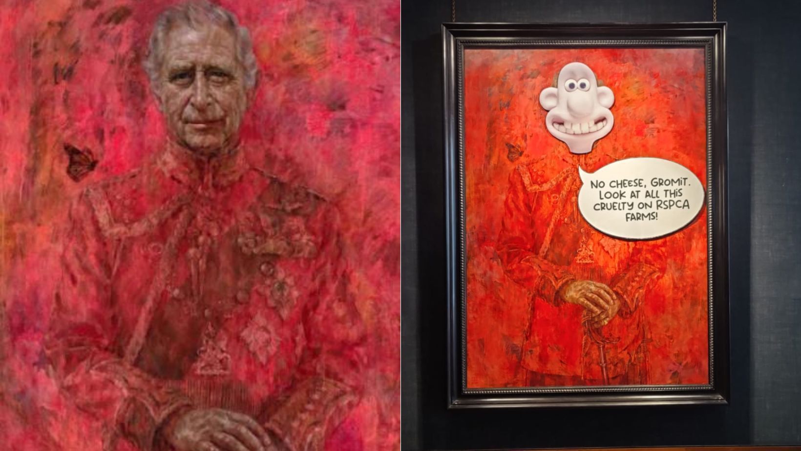 Em meio a tratamento de câncer, quadro de rei Charles III é alvo de vandalismo vegano