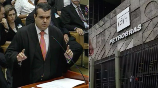 Foto mostra o advogado Renato Galuppo e a fachada da sede da Petrobras