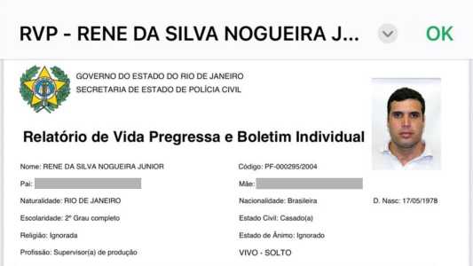 Ficha criminal de Renê da Silva Nogueira Júnior
