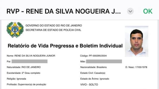Ficha criminal de Renê da Silva Nogueira Júnior