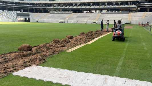 Replantio do gramado da Arena MRV
