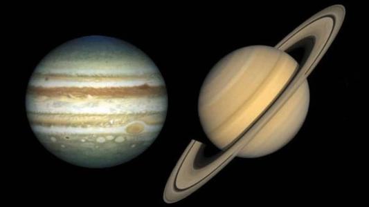 Representação de Júpiter e Saturno
