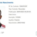 Atlético: rescisão de Patrick com o São Paulo é publicada no BID