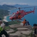 Vídeo: bombeiros resgatam mulher com perna fraturada na Pedra do Telégrafo, no Rio de Janeiro