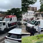 Duas pessoas ficam feridas após batida entre ambulâncias em Juiz de Fora