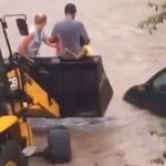 Vídeo: moradores da Grande BH são resgatados por retroescavadeira durante chuva